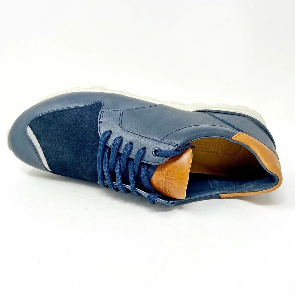 Clae Nathan Deep Navy Leather Mens Size 8 Premium Casual Sneakers - Picture 4 of 5
